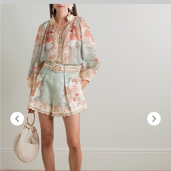 Zimmermann Daylight scalloped printed ramie blouse NWOT - Picture 3 of 8